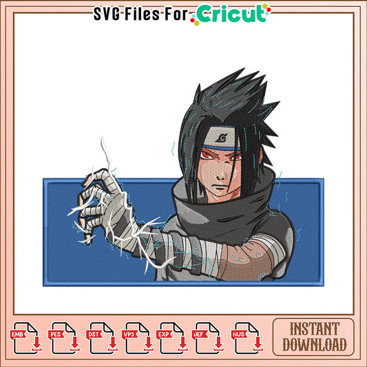 Sasuke Uchiha Embroidery Design Instant Download