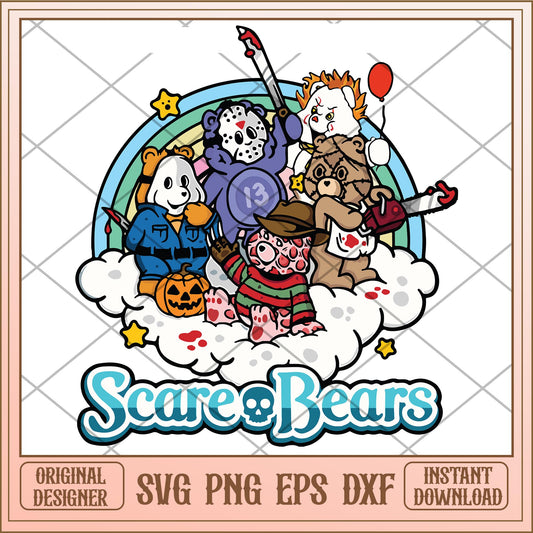 Scare Bears Halloween svg, Horror characters svg, digital download