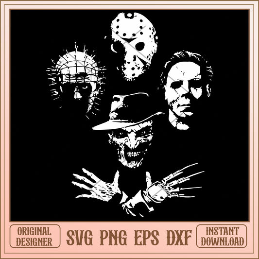 Scary Friends Horror white svg, Horror characters svg, digital download