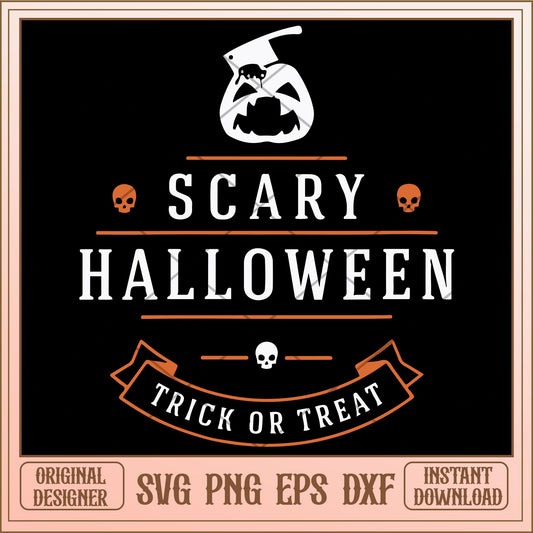 Scary Halloween Trick or Treat white svg, halloween characters svg, digital download