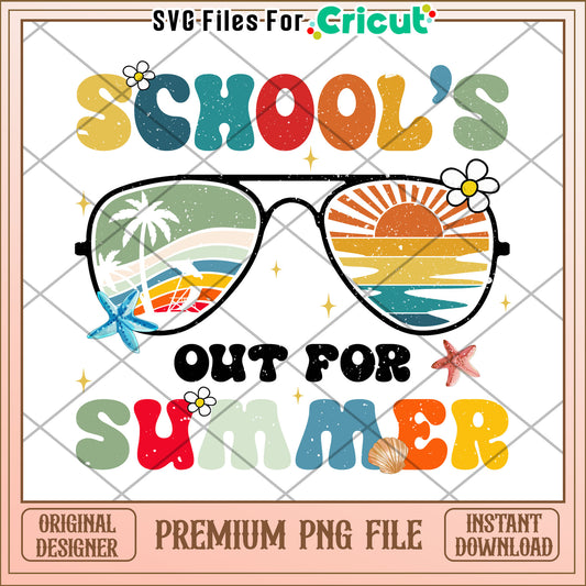 Schools Out Summer PNG Retro Sunglasses