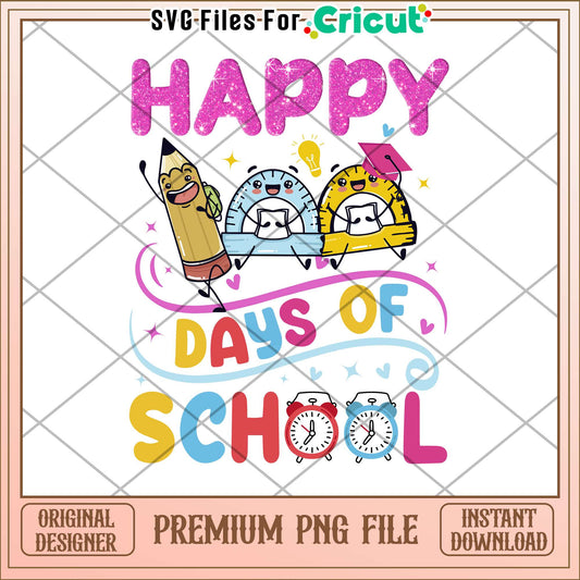 School supplies 100 days of school png, font design png