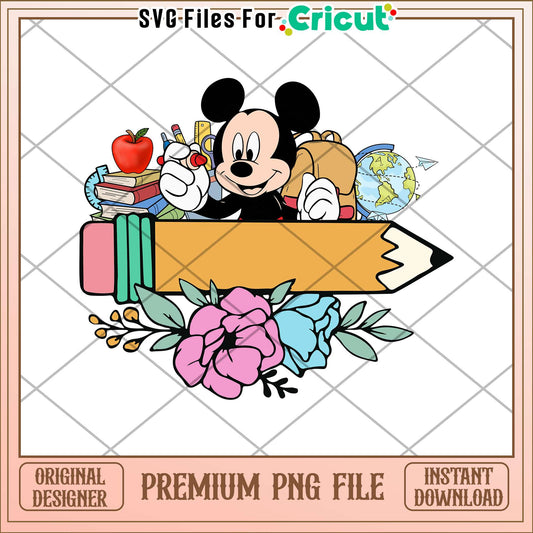 School supplies mickey mouse png, back to school​ png