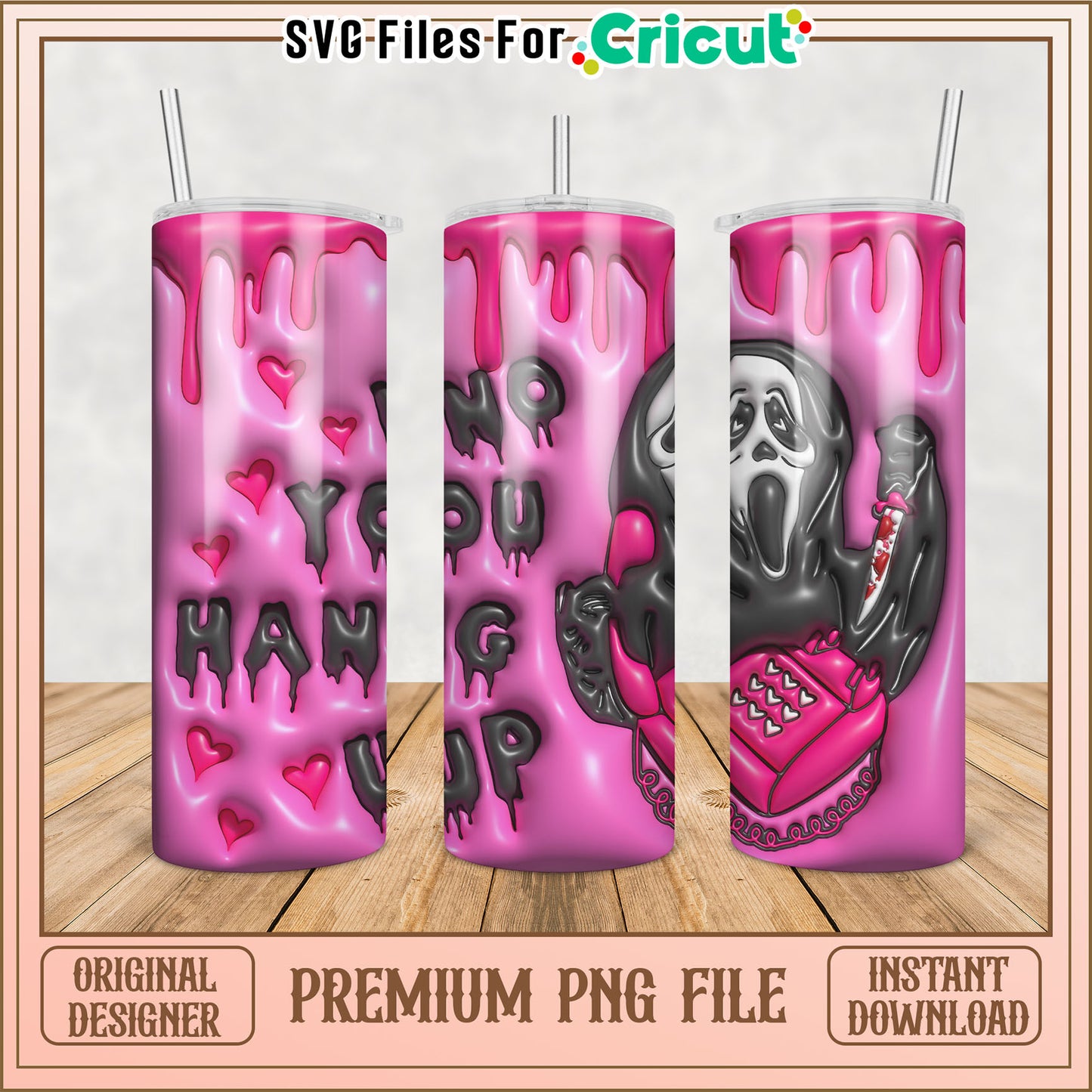 Scream Ghost Pink Tumbler PNG