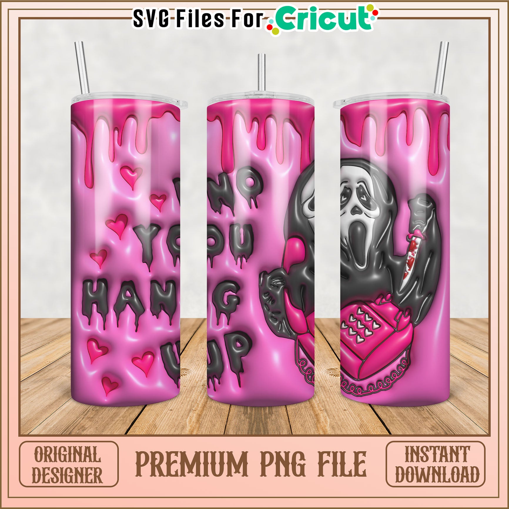 Scream Ghost Pink Tumbler PNG