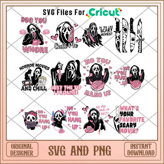 Scream Ghost telephone bundle, Family horror movies bundle - Svgfileforcricut