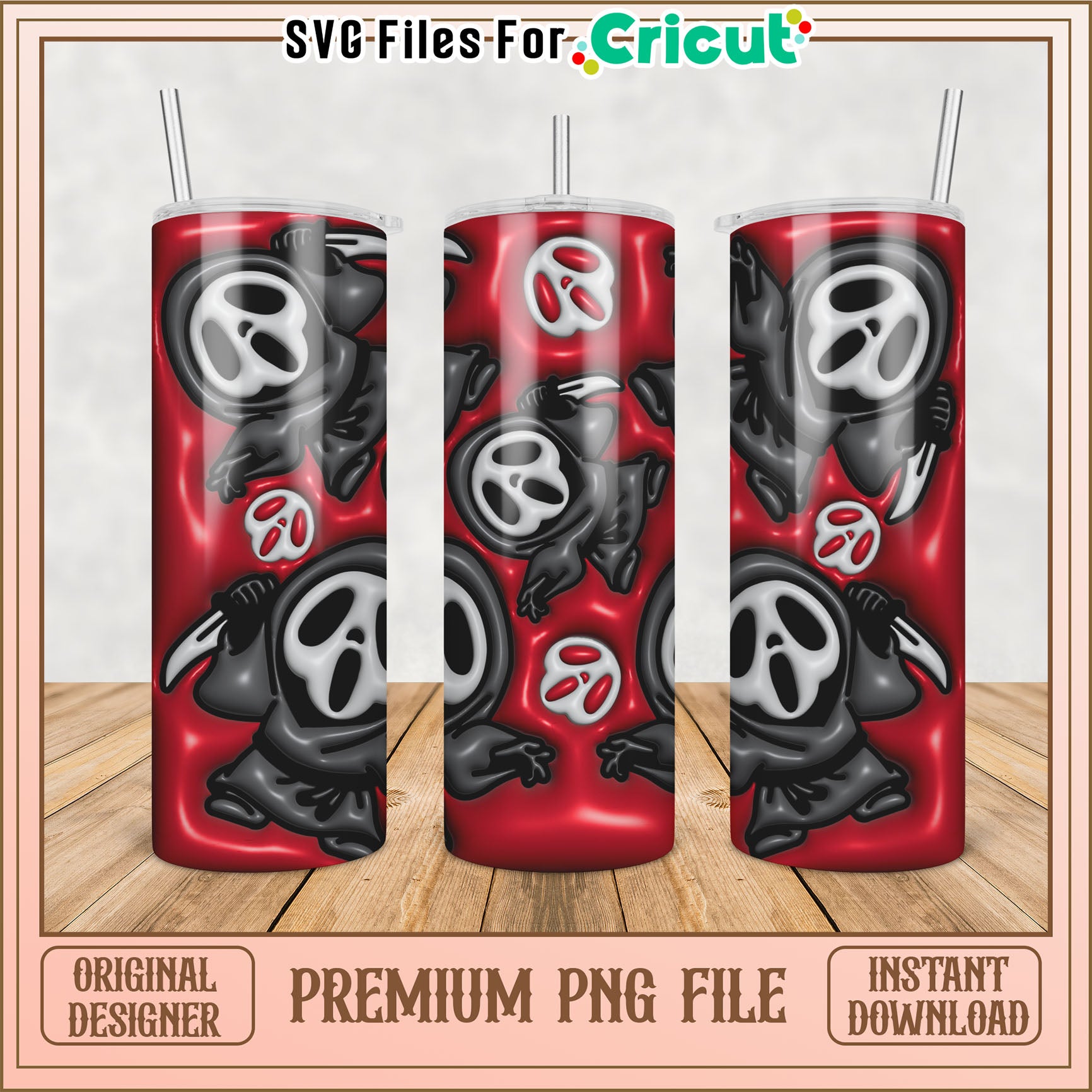 Scream Movie Tumbler Design PNG for Cricut DIY Crafting Bundle