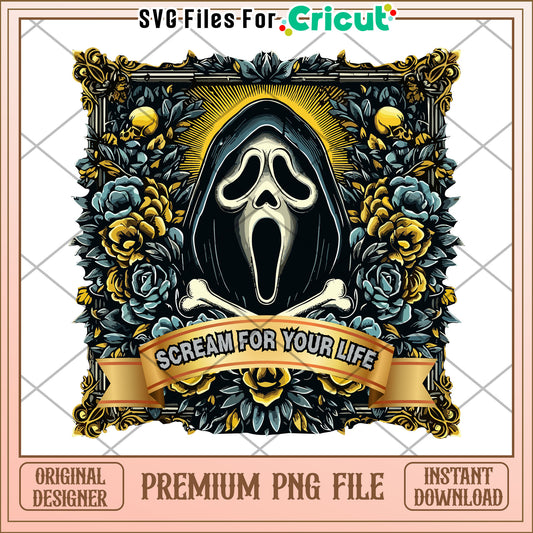 Scream for your life png, trick or treat png, halloween movies png
