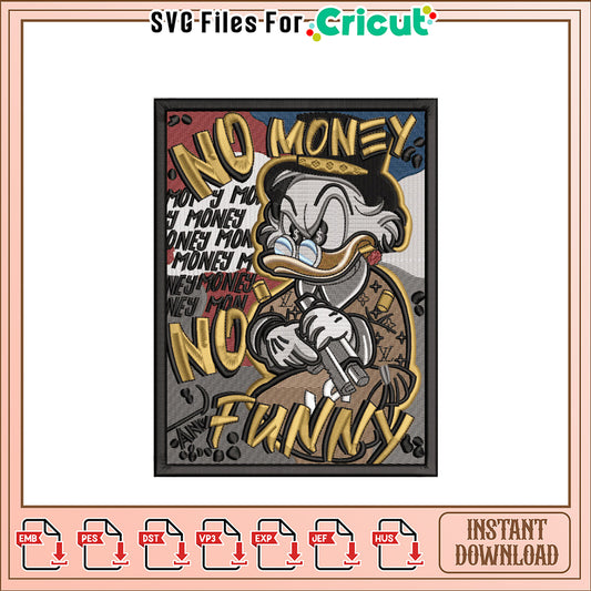 Scrooge McDuck Money Embroidery Design