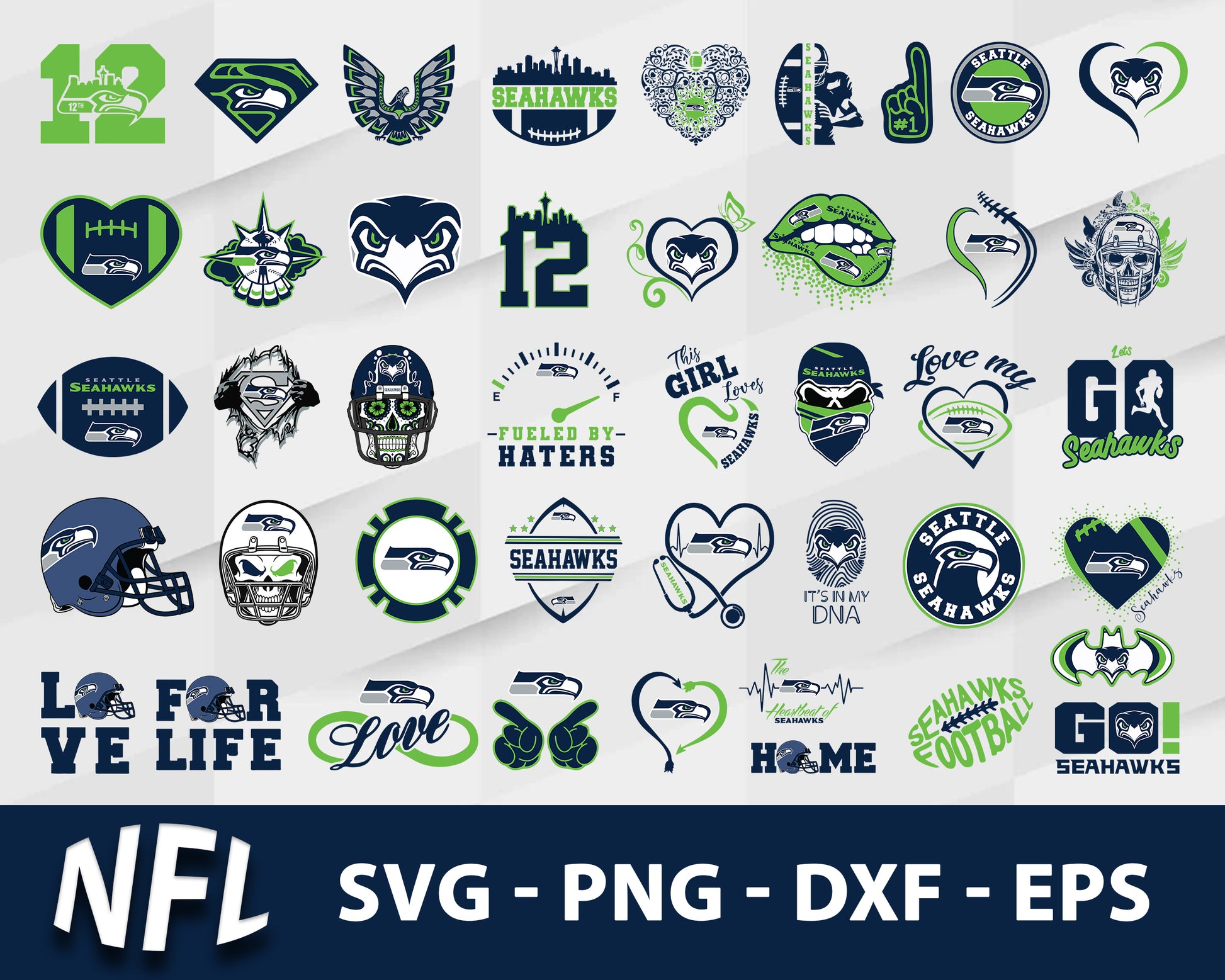 Seattle seahawks logo nfl bundle svg, seattle seahawks football​ svg