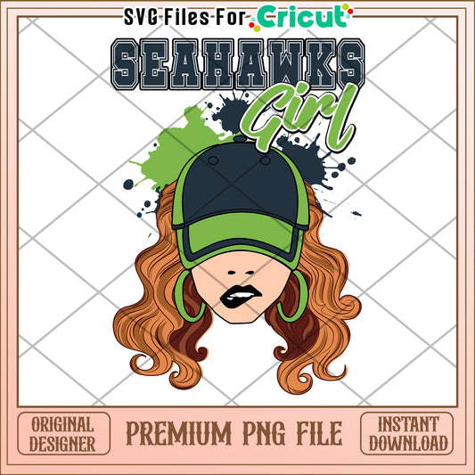Seahawks Girl PNG Design for Cricut, Premium File for Fans