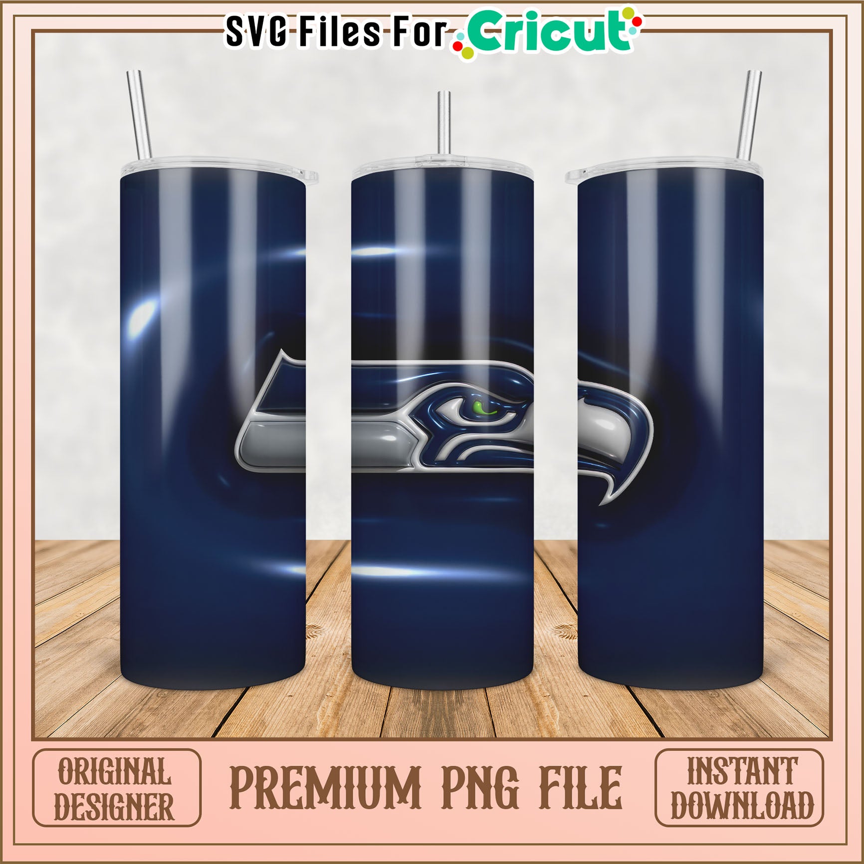 Seahawks Tumbler Design Premium PNG File for Cricut Download