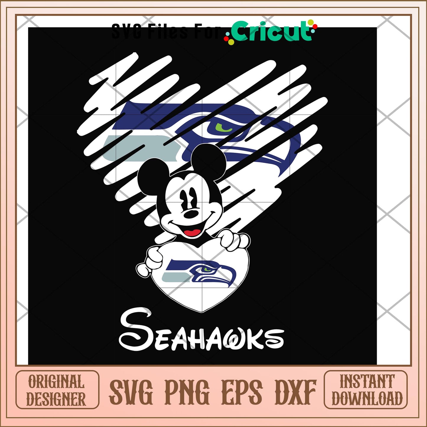 Seahawks mickey heart svg, Seattle Seahawks svg, new nfl svg