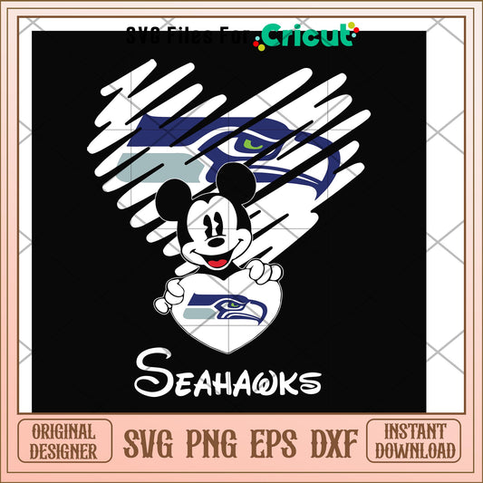 Seahawks mickey heart svg, Seattle Seahawks svg, new nfl svg