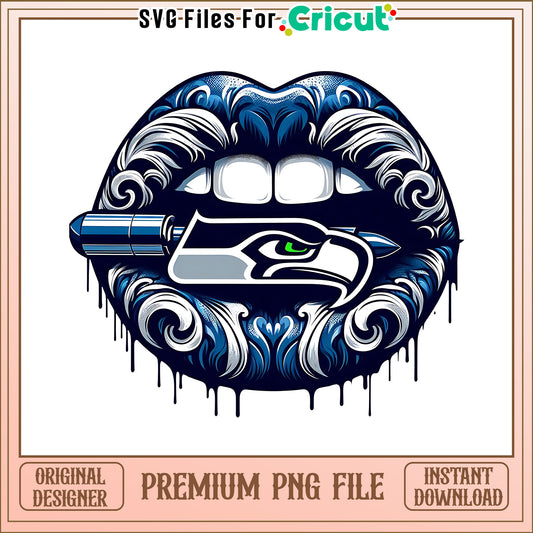 Seahawks vintage lips design png, Seattle Seahawks png, NFL png