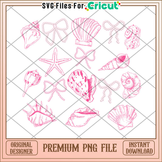 Seashell pink design png, the sea png, animals in the sea png