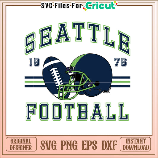 Seattle Football Helmet SVG Design for Fans 1976