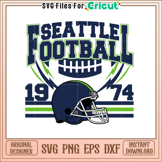 Seattle Football SVG Design Vintage Style Helmet Art