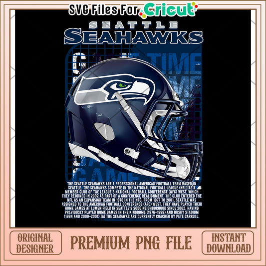 Seattle Seahawks Football Helmet Design, Premium PNG for Cricut