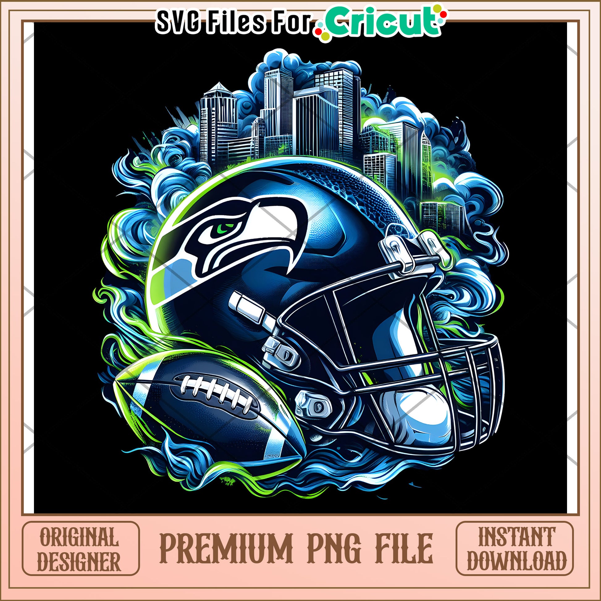 Seattle Seahawks Football Helmet PNG Design, perfect for fans