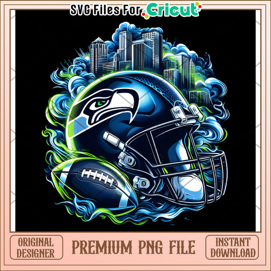 Seattle Seahawks Football Helmet PNG Design, perfect for fans
