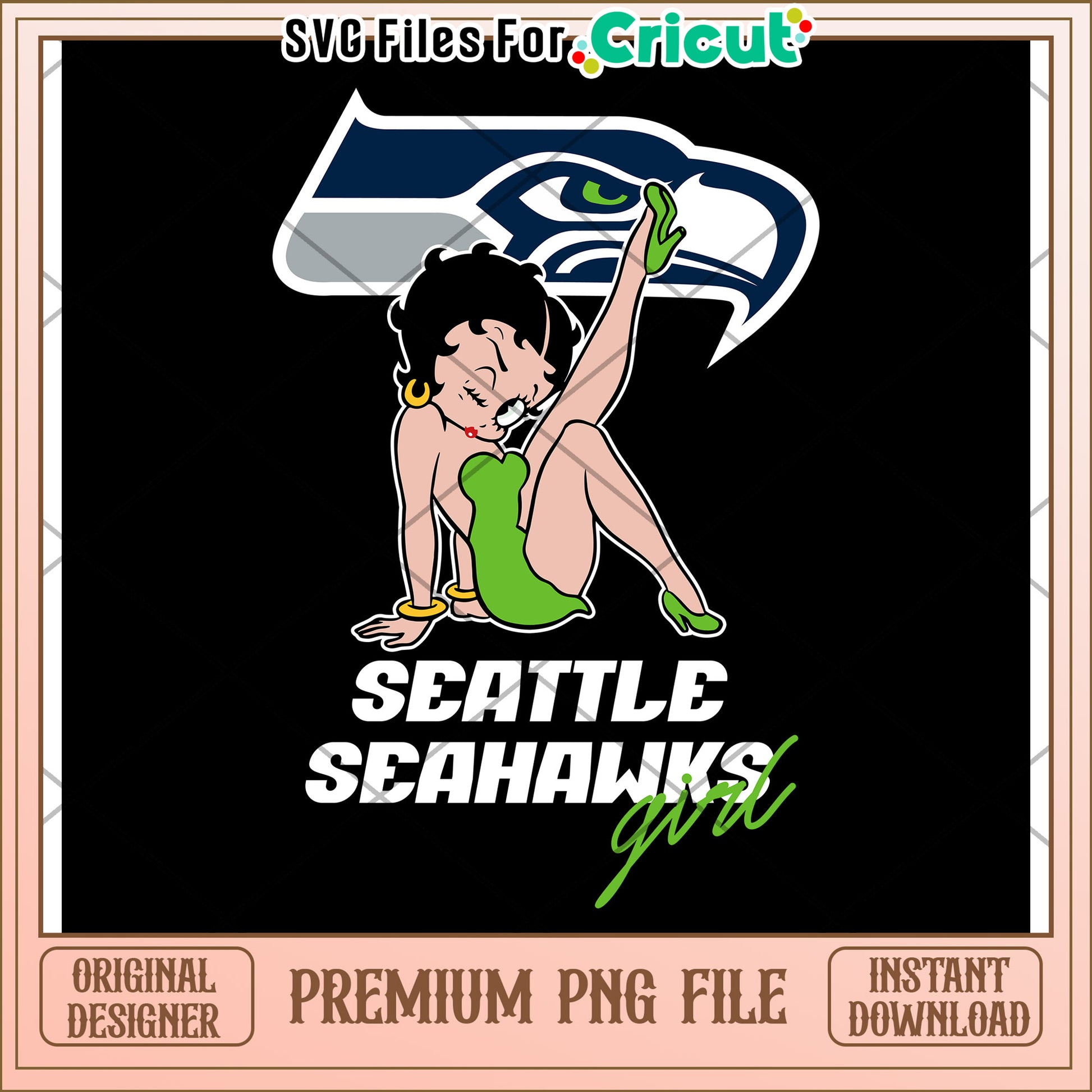Seattle Seahawks Girl PNG Design, Perfect for Cricut Projects