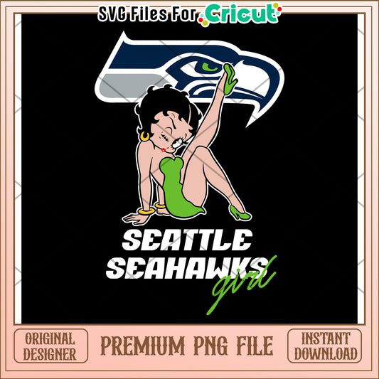 Seattle Seahawks Girl PNG Design, Perfect for Cricut Projects