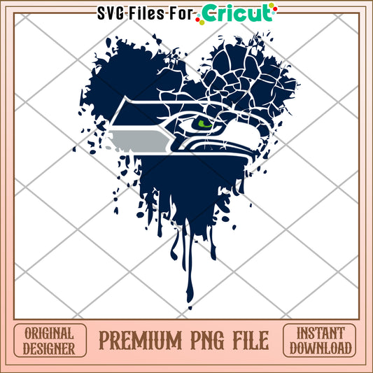 Seattle Seahawks Heart Design, premium PNG file for download