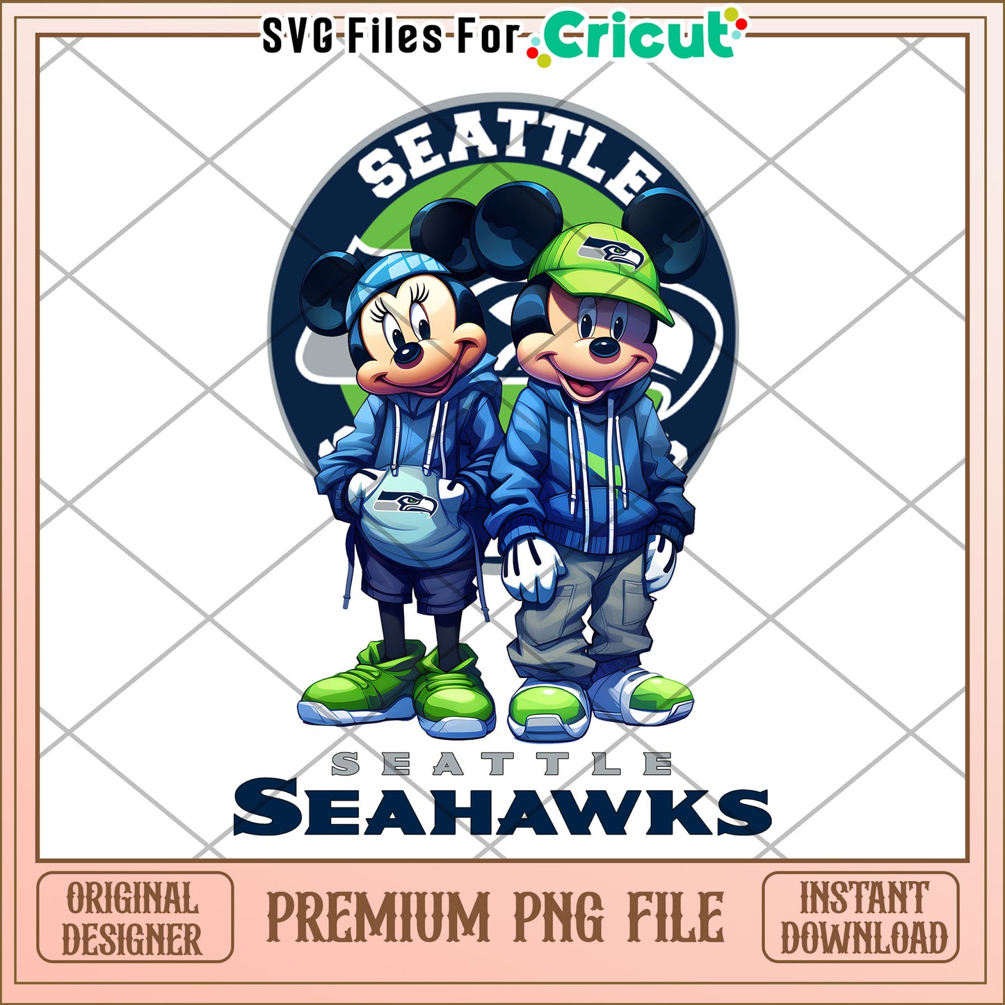 Seattle Seahawks Mickey and Minnie, premium PNG file download
