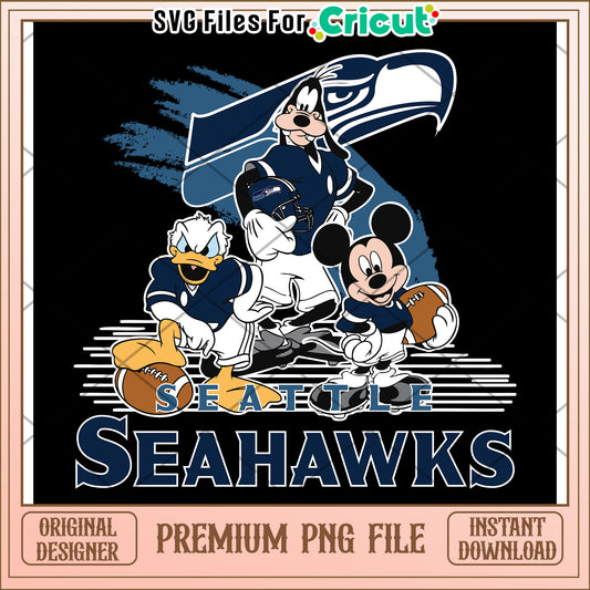 Seattle Seahawks PNG Design for Cricut , Fun Cartoon Characters Included