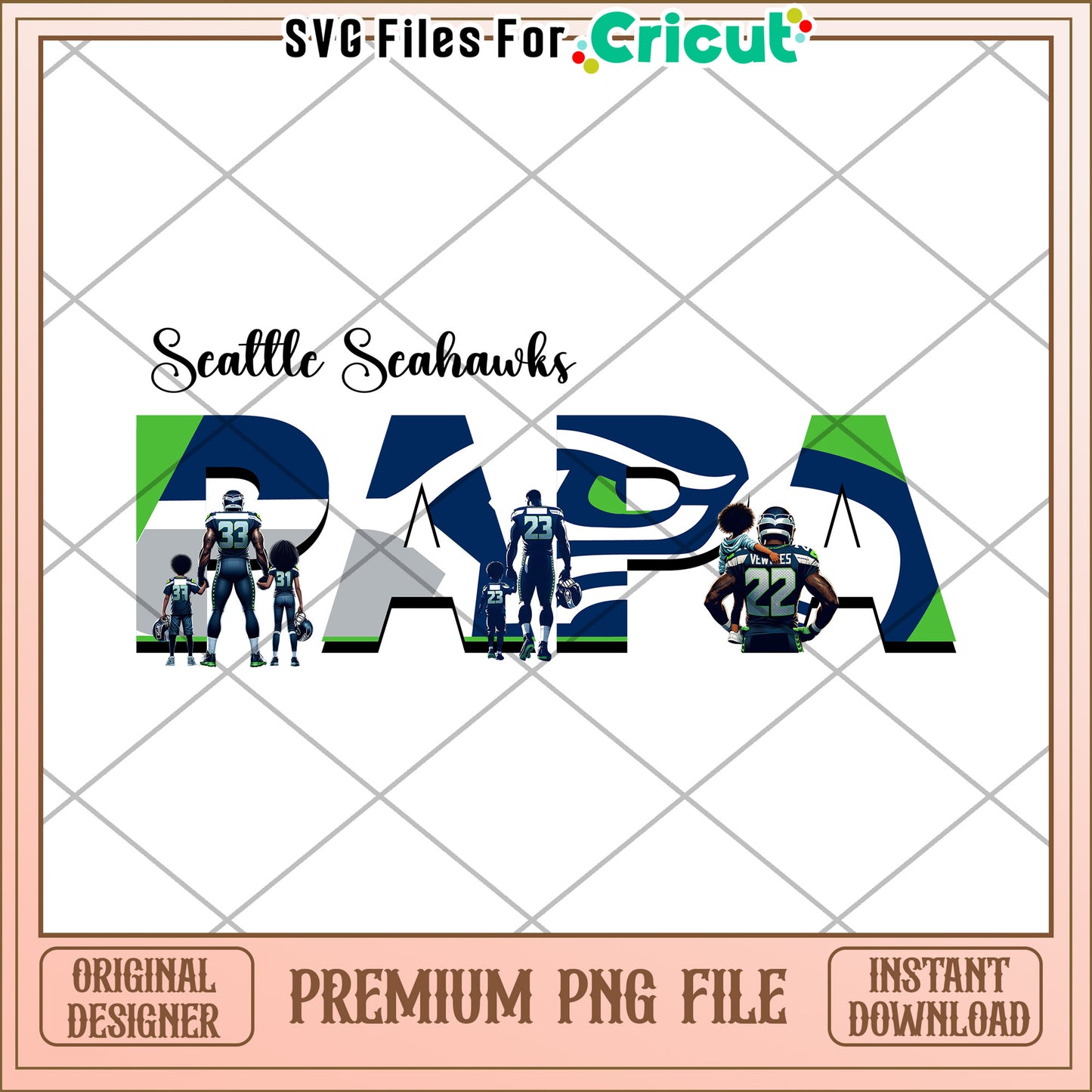 Seattle Seahawks Papa PNG Design, perfect for Cricut use