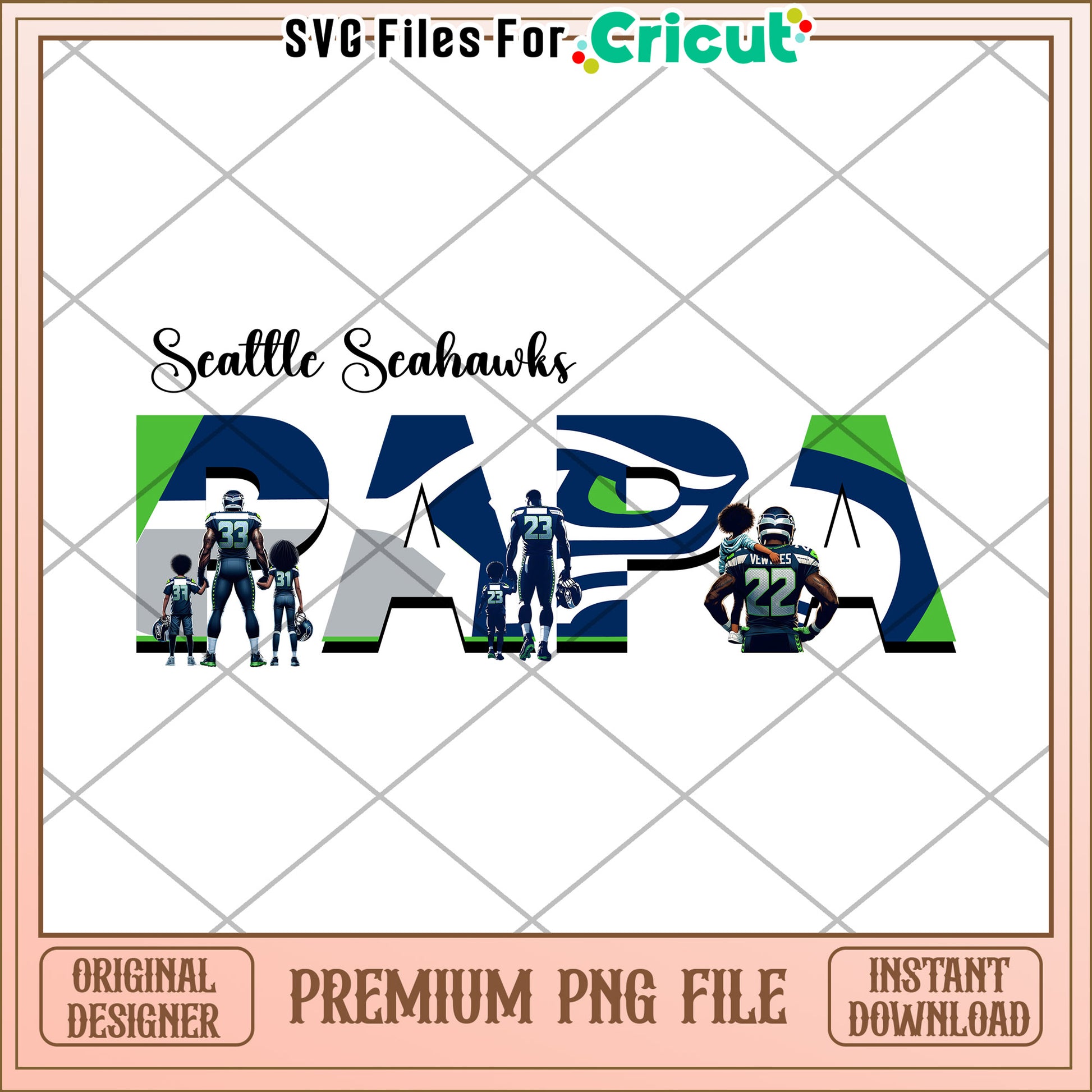 Seattle Seahawks Papa PNG Design, perfect for Cricut use