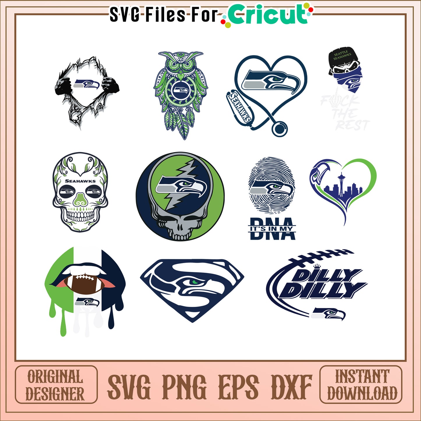 Seattle Seahawks SVG Bundle 10 Designs