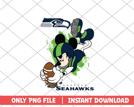 Seattle Seahawks mickey touch down png, Seattle Seahawks png