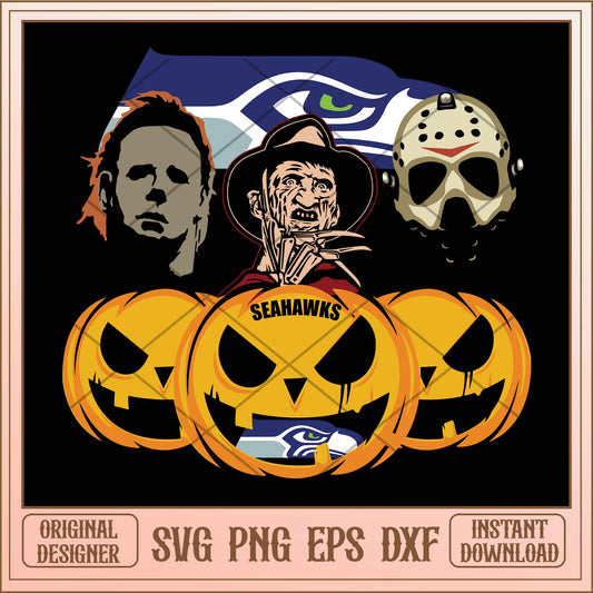 Seattle Seahawks bundle Horror svg, Horror Movie Characters svg, digital download