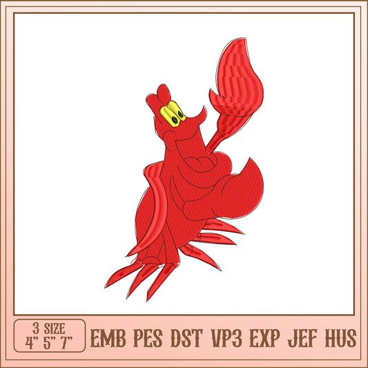 Sebastian Crab Embroidery Design