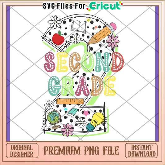 Second Grade PNG Design Back to School