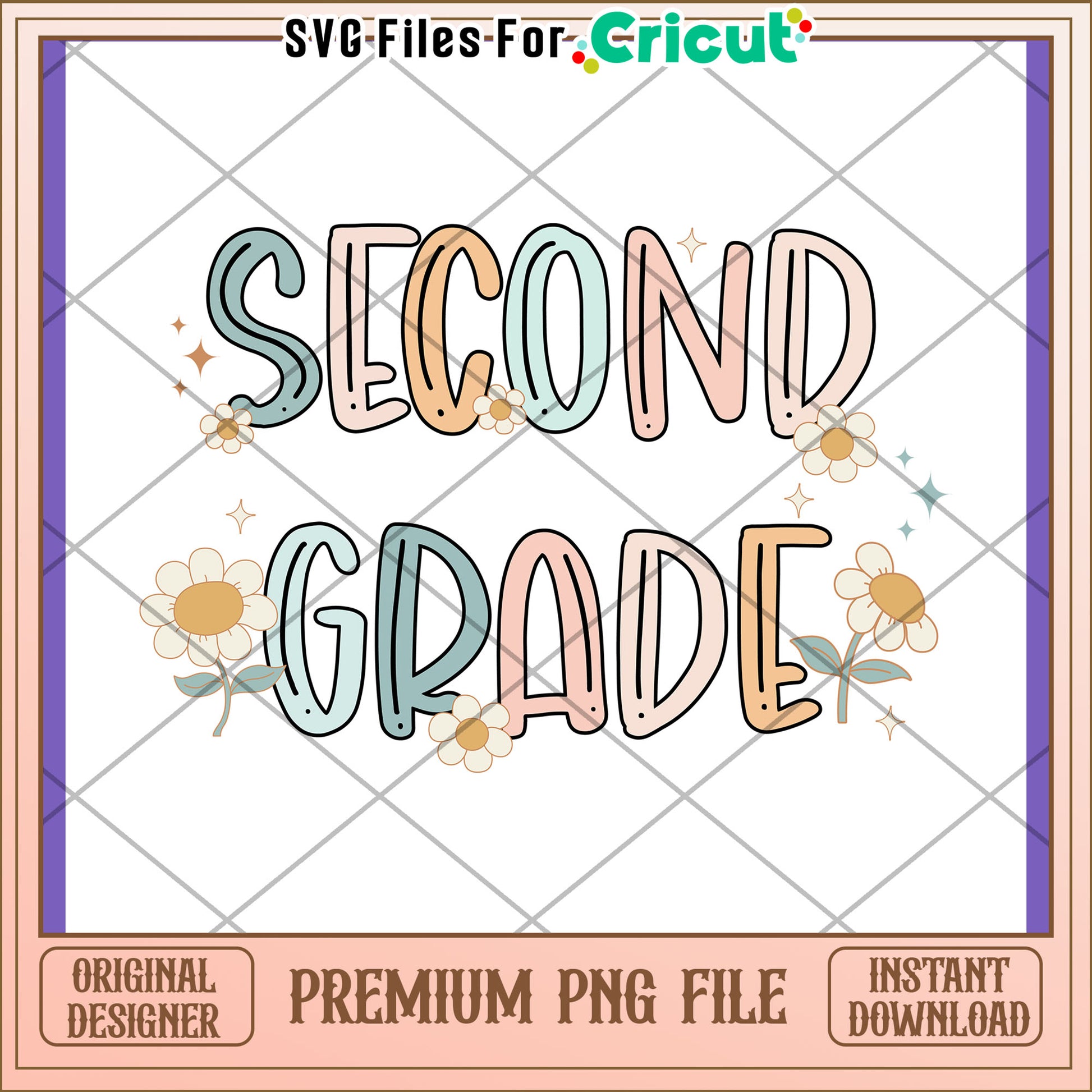 Second Grade PNG Design Floral Sublimation