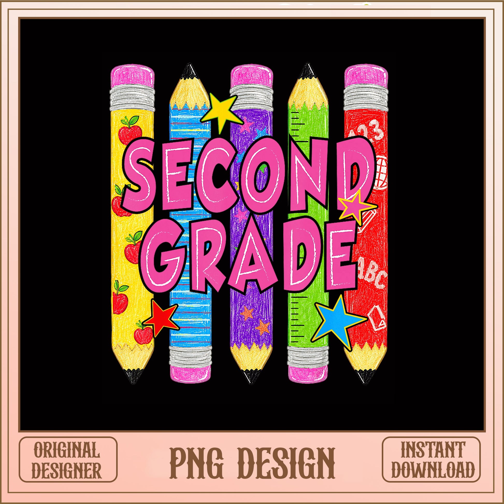Second Grade PNG, Back To School Pencil Design, Teacher PNG