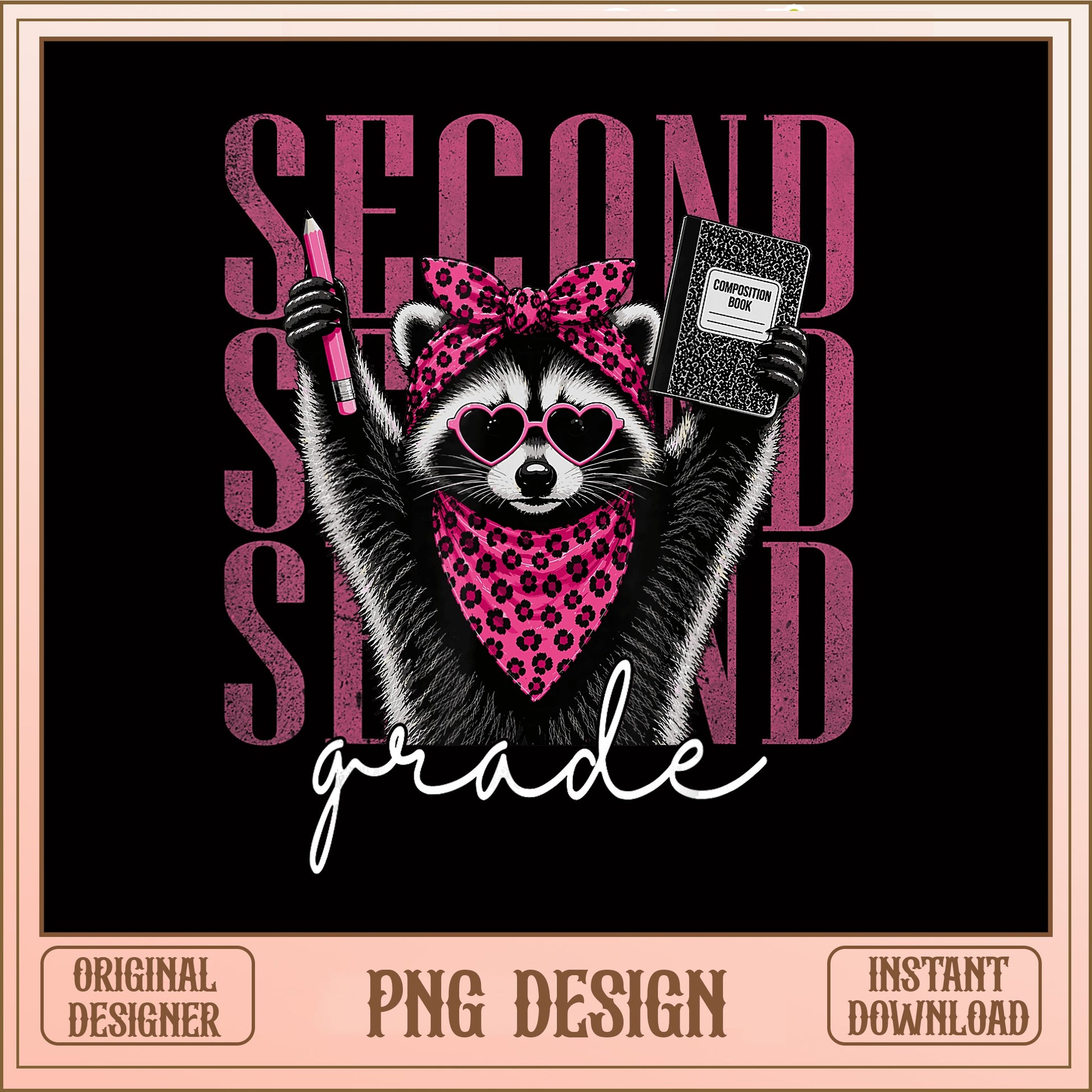 Second Grade Raccoon PNG, Back To School PNG, Teacher PNG