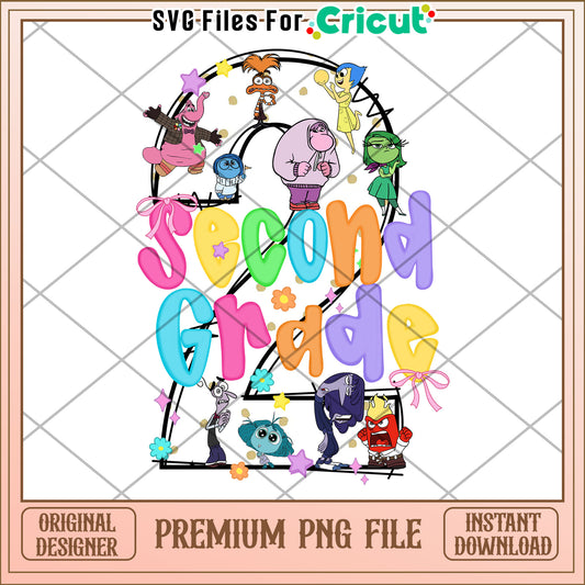 Second grade inside out design png, cute design png, back to school time​ png