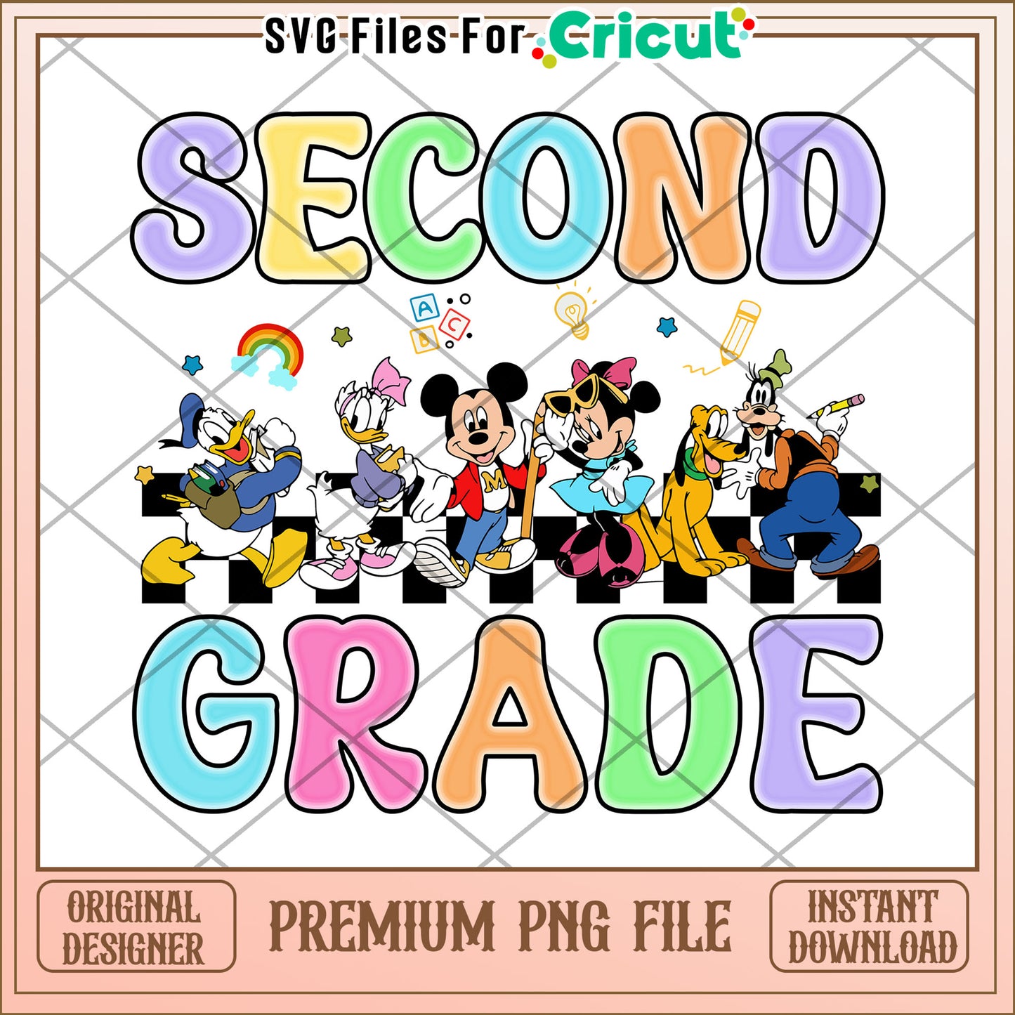 Second grade mickey mouse design png, cute design png, back to school time​ png