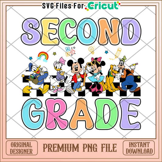 Second grade mickey mouse design png, cute design png, back to school time​ png