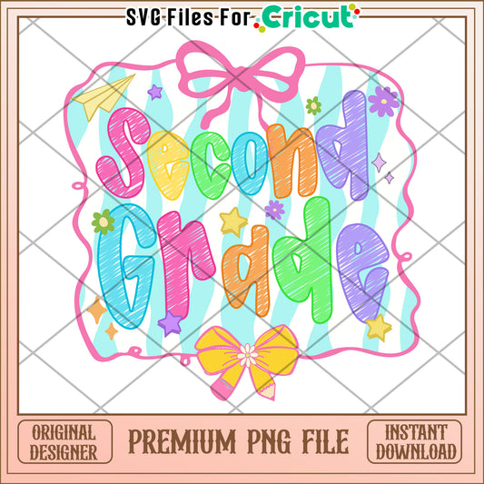 Second grade school design png, back to school quote png, cute student png