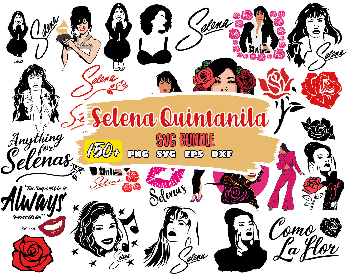 Selena quintanilla cartoon bundle svg, selena quintanilla​ svg