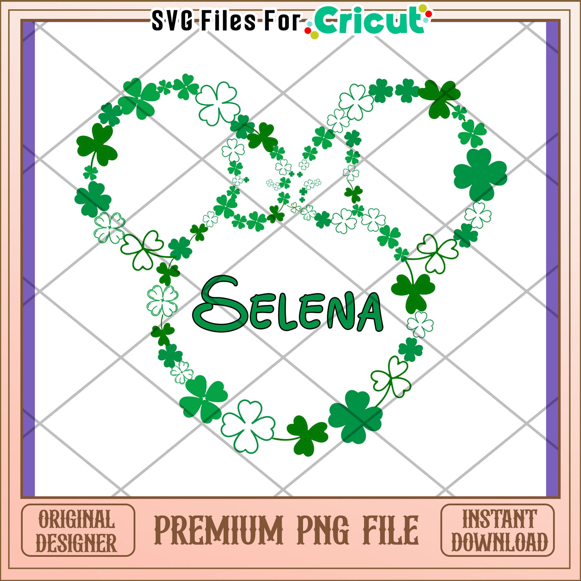 Selena Shamrock PNG Design Instant Download