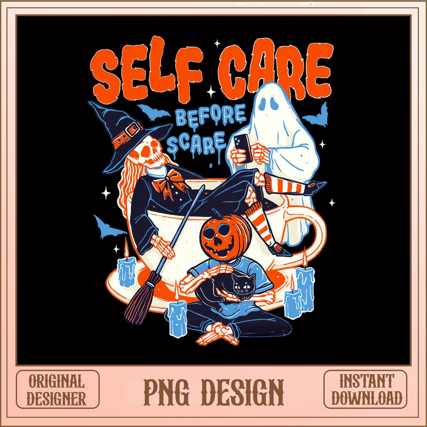 Self Care Before Scare PNG, Halloween Witch Ghost, Spooky PNG