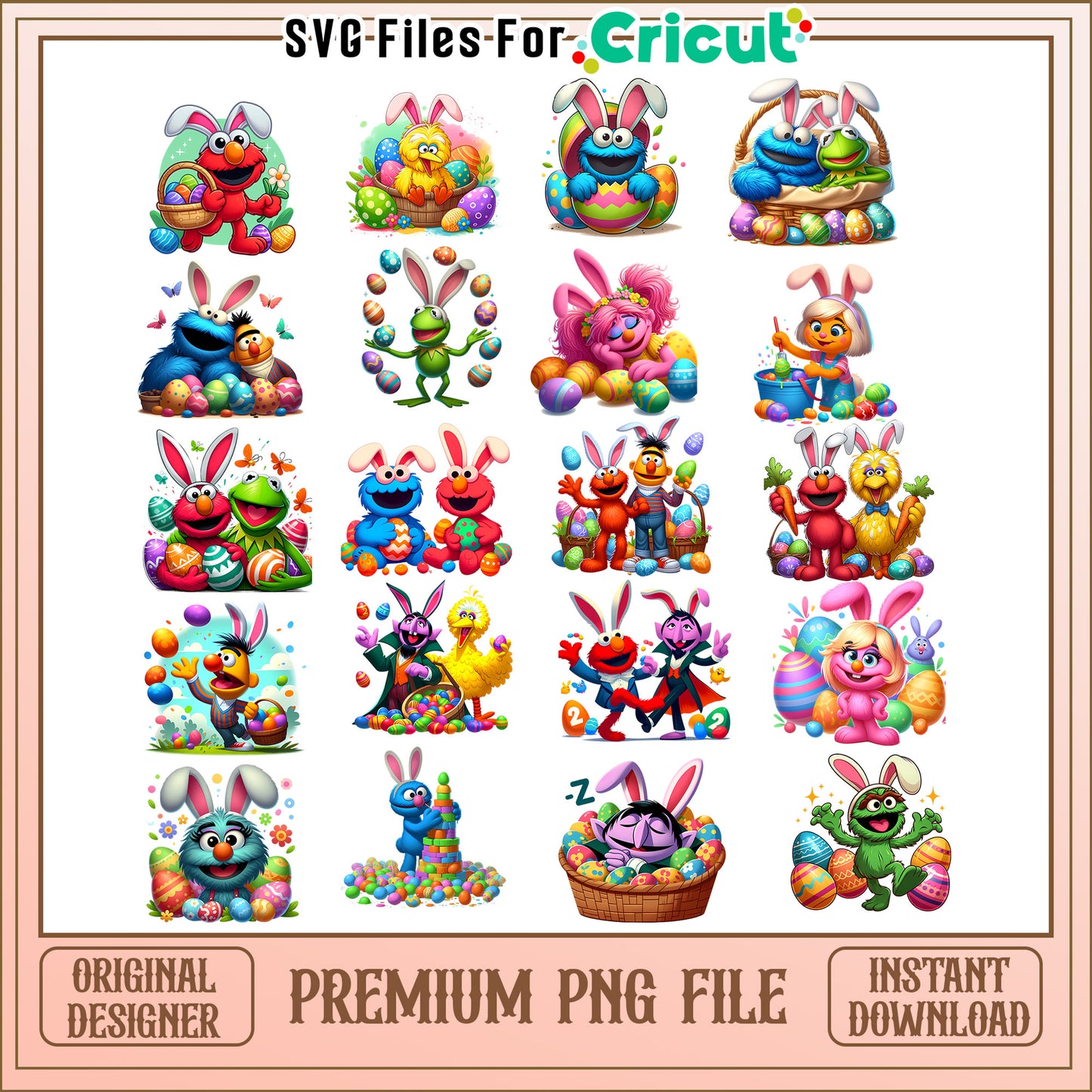 Sesame Street easter day bundle png, easter sesame street​ png