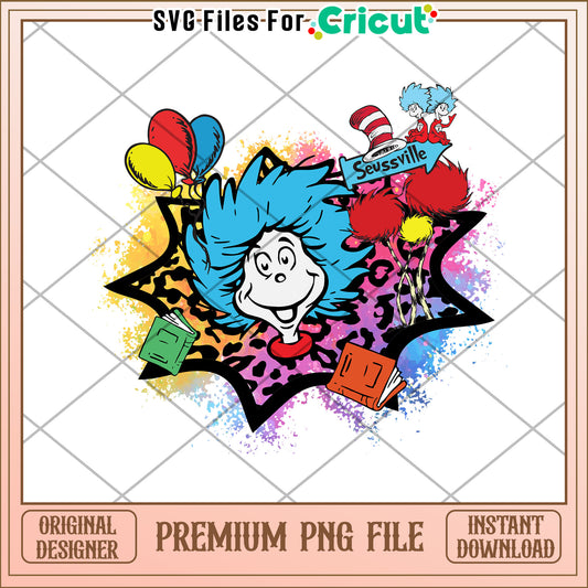 Seussville Fun Colorful Cat in the Hat PNG Download