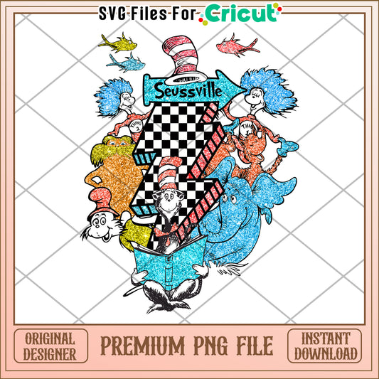 Seussville Glitter PNG Sublimation